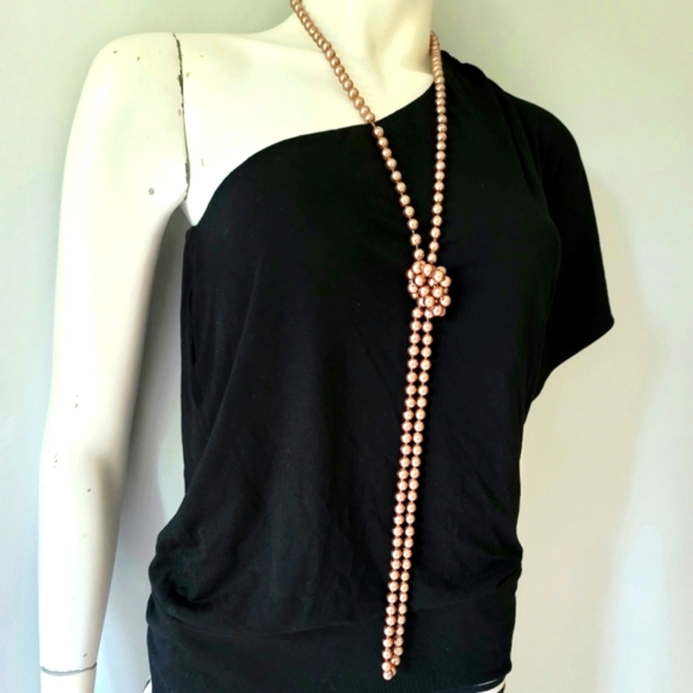 Vintage Bronze Color Pearl Necklace 28"